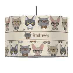 Hipster Cats 12" Drum Pendant Lamp - Fabric (Personalized)
