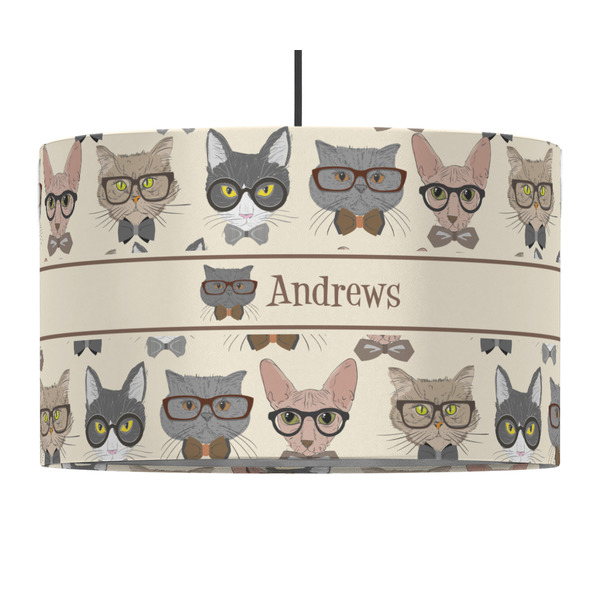 Custom Hipster Cats 12" Drum Pendant Lamp - Fabric (Personalized)