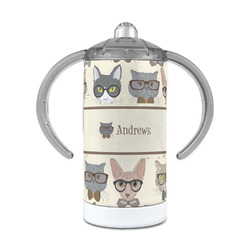 Hipster Cats 12 oz Stainless Steel Sippy Cup (Personalized)