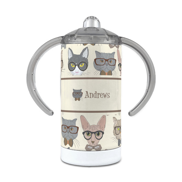 Custom Hipster Cats 12 oz Stainless Steel Sippy Cup (Personalized)