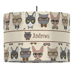 Hipster Cats 16" Drum Pendant Lamp - Fabric (Personalized)