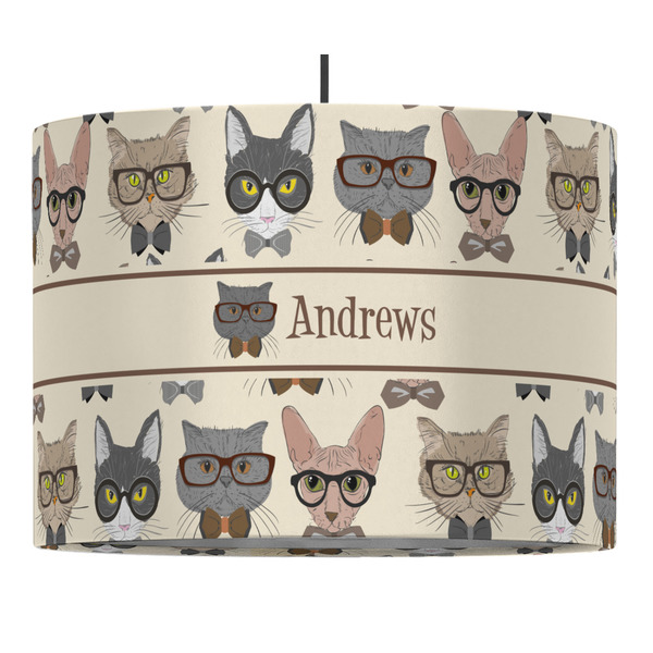 Custom Hipster Cats 16" Drum Pendant Lamp - Fabric (Personalized)