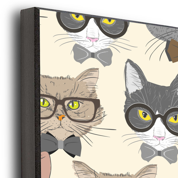 Hipster Cats 16x20 Wood Print - Closeup