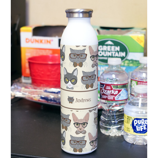 Hipster Cats 20oz Water Bottles - Full Print - In Context