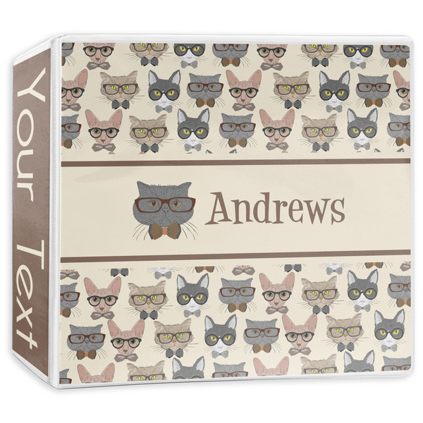 Custom Hipster Cats 3-Ring Binder - 3 inch (Personalized)