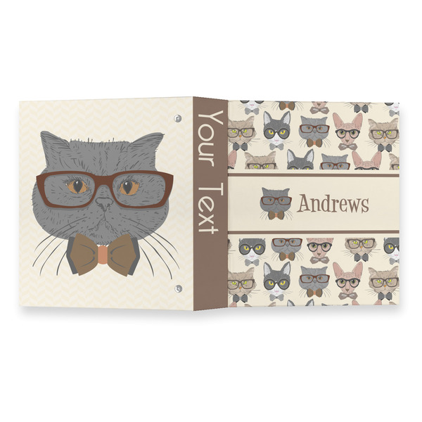 Hipster Cats 3 Ring Binders - Full Wrap - 1" - OPEN OUTSIDE