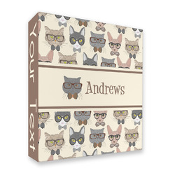 Hipster Cats 3 Ring Binder - Full Wrap - 2" (Personalized)
