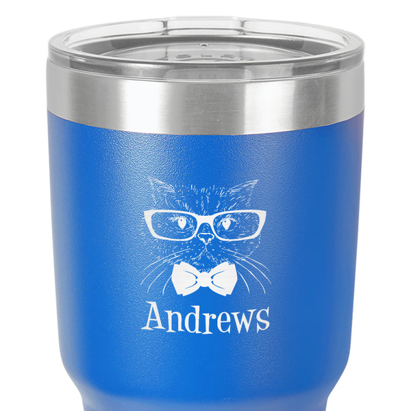 Hipster Cats 30 oz Stainless Steel Ringneck Tumbler - Blue - Close Up