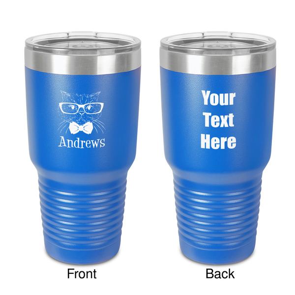 Custom Hipster Cats 30 oz Stainless Steel Tumbler - Royal Blue - Double-Sided (Personalized)