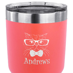 Hipster Cats 30 oz Stainless Steel Tumbler - Coral - Single Sided (Personalized)