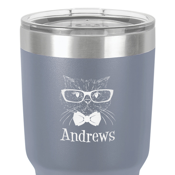 Hipster Cats 30 oz Stainless Steel Ringneck Tumbler - Grey - Close Up