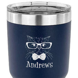 Hipster Cats 30 oz Stainless Steel Tumbler - Navy - Single Sided (Personalized)