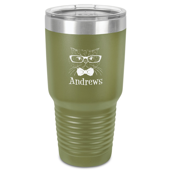 Custom Hipster Cats 30 oz Stainless Steel Tumbler - Olive - Single-Sided (Personalized)