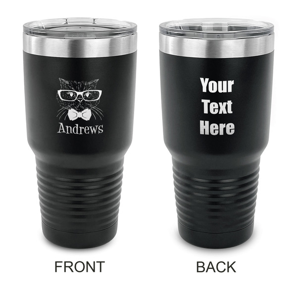 Custom Hipster Cats 30 oz Stainless Steel Tumbler - Black - Double Sided (Personalized)