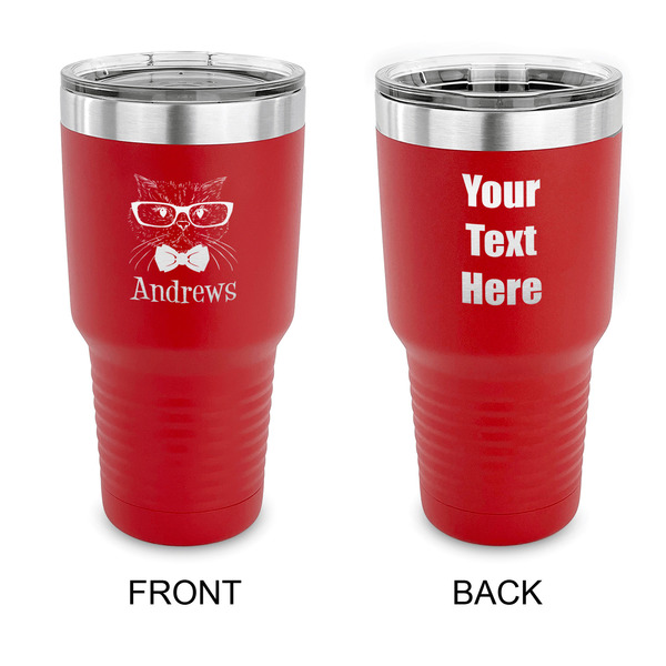 Custom Hipster Cats 30 oz Stainless Steel Tumbler - Red - Double Sided (Personalized)