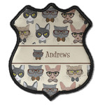 Hipster Cats Iron On Shield Patch C w/ Name or Text