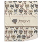 Hipster Cats Sherpa Throw Blanket (Personalized)