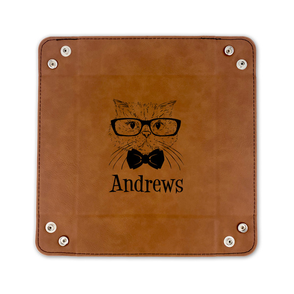Hipster Cats 6" x 6" Leatherette Snap Up Tray - FLAT FRONT