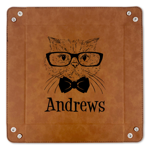 Hipster Cats 9" x 9" Leatherette Snap Up Tray - APPROVAL (FLAT)
