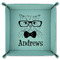Hipster Cats 9" x 9" Teal Leatherette Snap Up Tray - FOLDED