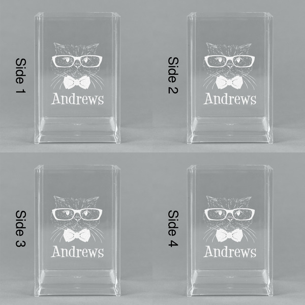 Hipster Cats Acrylic Pen Holder - All Sides