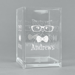 Hipster Cats Acrylic Pen Holder (Personalized)
