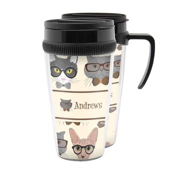 Custom Hipster Cats Acrylic Travel Mug (Personalized)