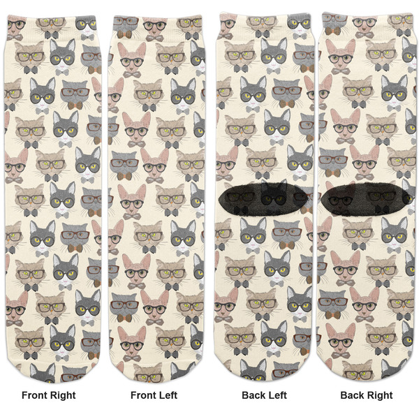 Hipster Cats Adult Crew Socks - Double Pair - Front and Back - Apvl