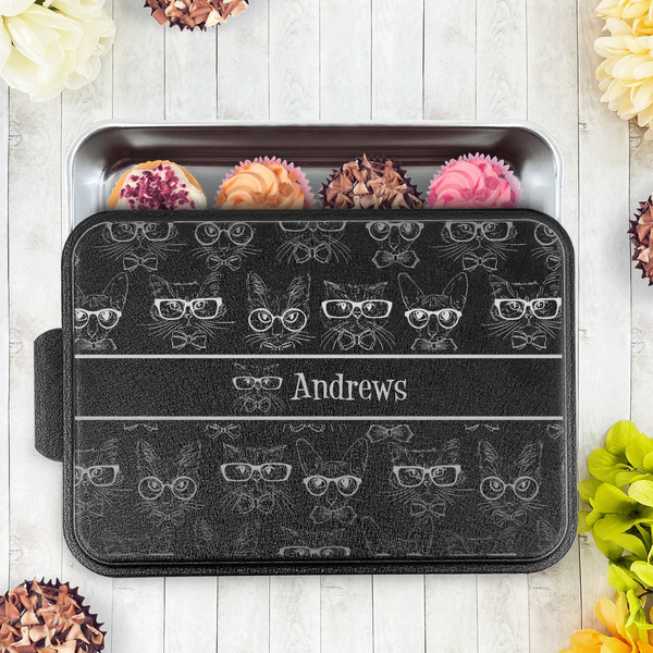 Hipster Cats Aluminum Baking Pan - Black Lid - LIFESTYLE