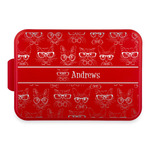 Hipster Cats Aluminum Baking Pan with Red Lid (Personalized)