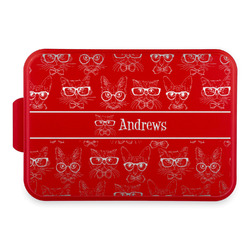 Hipster Cats Aluminum Baking Pan with Red Lid (Personalized)