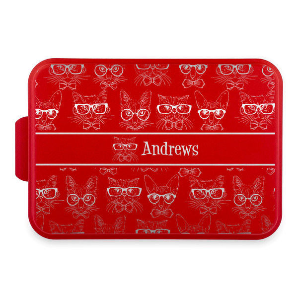 Custom Hipster Cats Aluminum Baking Pan with Red Lid (Personalized)