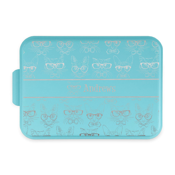 Custom Hipster Cats Aluminum Baking Pan with Teal Lid (Personalized)