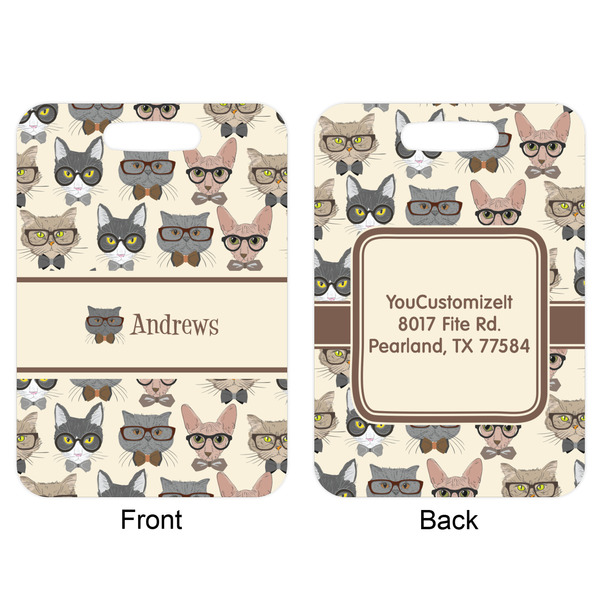 Hipster Cats Aluminum Luggage Tag (Front + Back)