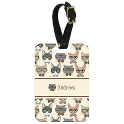 Hipster Cats Metal Luggage Tag w/ Name or Text
