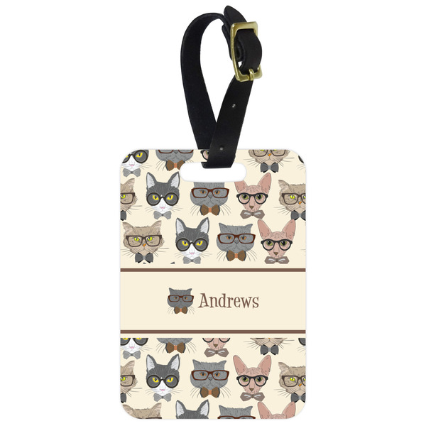 Custom Hipster Cats Metal Luggage Tag w/ Name or Text