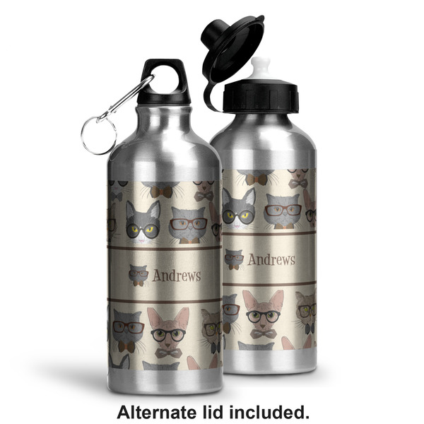 Hipster Cats Aluminum Water Bottle - Alternate lid options