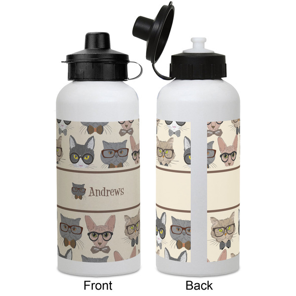 Hipster Cats Aluminum Water Bottle - White APPROVAL