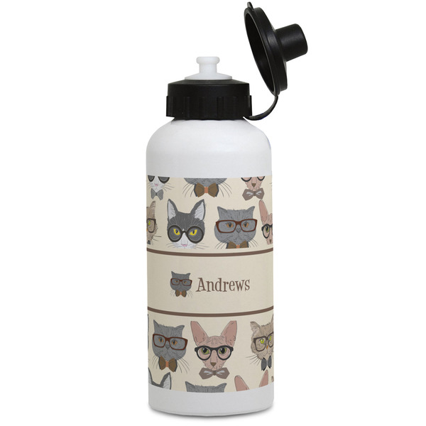 Custom Hipster Cats Water Bottles - Aluminum - 20 oz - White (Personalized)