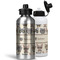 Hipster Cats Aluminum Water Bottles - MAIN (white &silver)