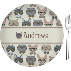 Hipster Cats 8" Glass Appetizer / Dessert Plates - Single or Set (Personalized)