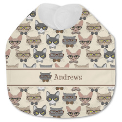 Hipster Cats Jersey Knit Baby Bib w/ Name or Text