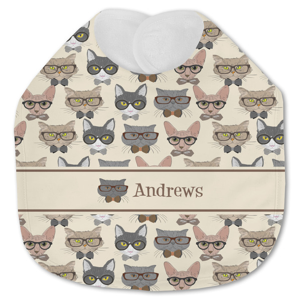 Custom Hipster Cats Jersey Knit Baby Bib w/ Name or Text