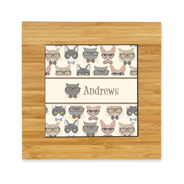 Custom Hipster Cats Bamboo Trivet with Ceramic Tile Insert (Personalized)