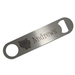 Hipster Cats Bar Bottle Opener - Silver w/ Name or Text