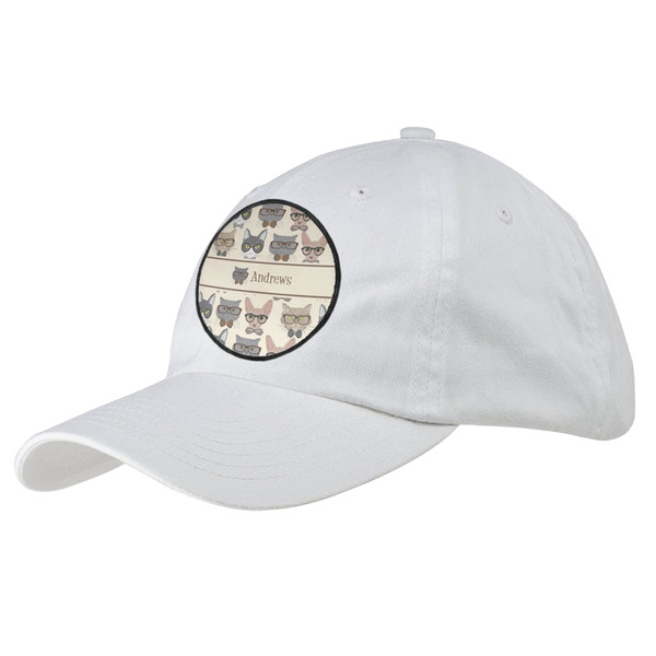 Custom Hipster Cats Baseball Cap - White (Personalized)