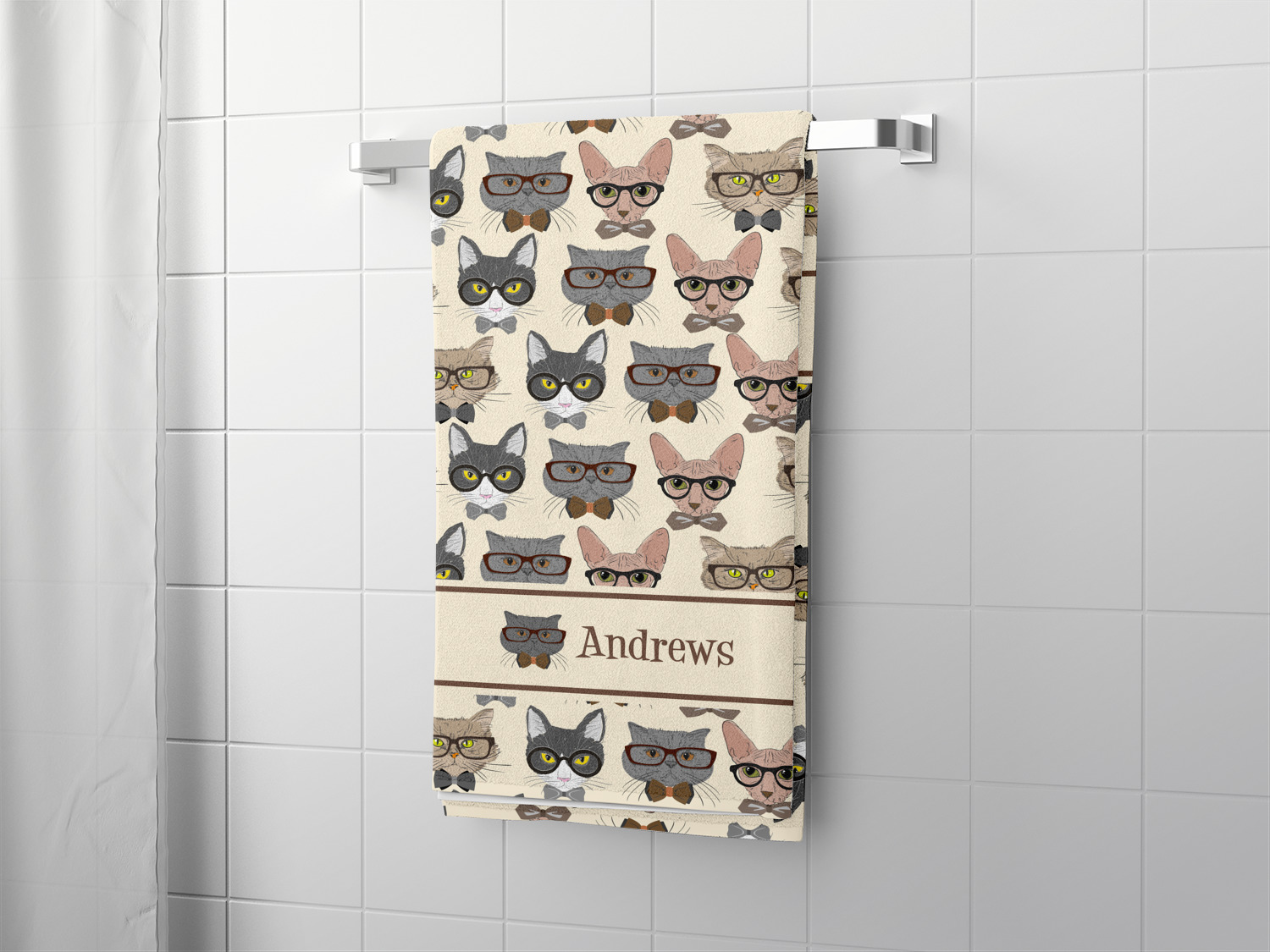 Hipster Cats Bath Towel (Personalized) YouCustomizeIt