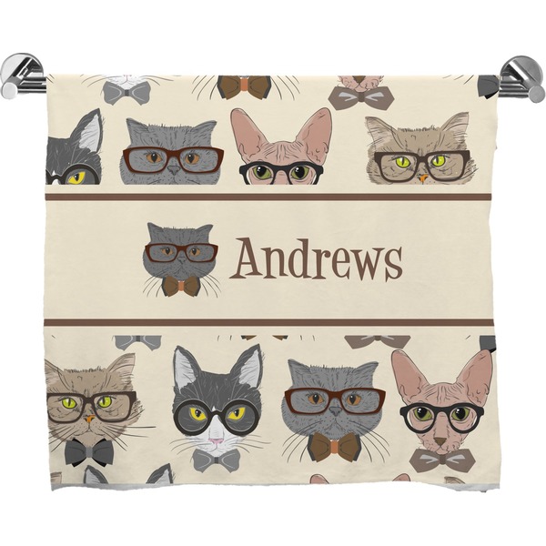 Custom Hipster Cats Bath Towel (Personalized)