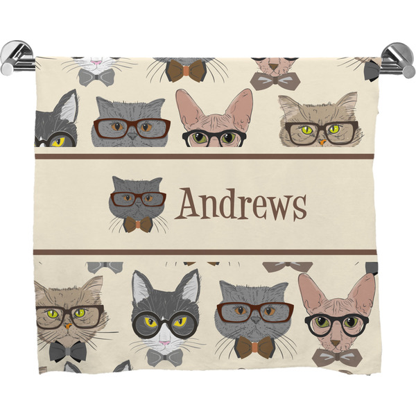 Custom Hipster Cats Bath Towel (Personalized)