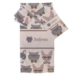 Hipster Cats Bath Towel Set - 3 Pcs (Personalized)